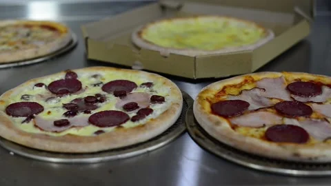 Hot pizzas Stock Footage 143666343