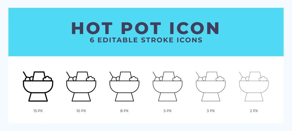 Hot pot icon set with different stroke. Design elements for logo. Vector il.. イラスト素材