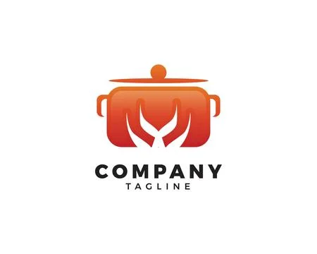 Hot pot kitchen catering restaurant culinary logo Stock Illustration