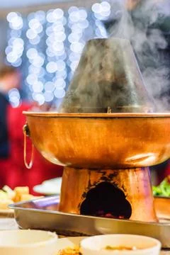 Hot pot on the table Stock Photos