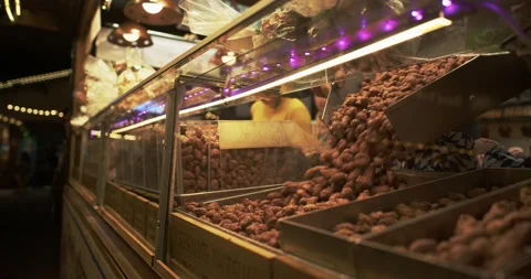 Hot Pralin almonds Stock Footage 221846539