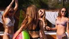Beautiful hot pretty girls in bikini hav, Stock Video