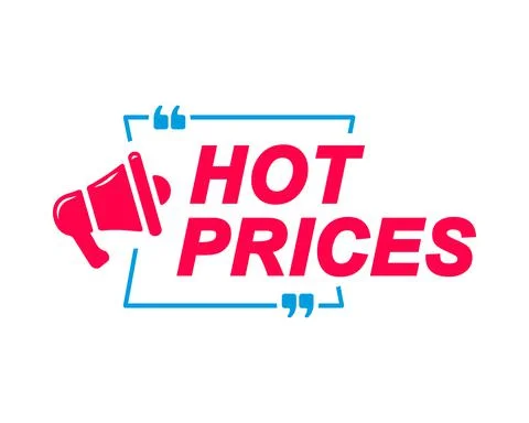 Hot Prices labels. Speech bubbles with megaphone icon. Advertising and marketing Stock Illustration