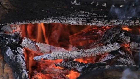 Hot red charcoal fire Video stock 84157326