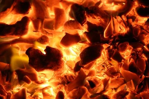 Hot red coals. background texture of fire Stock Photos