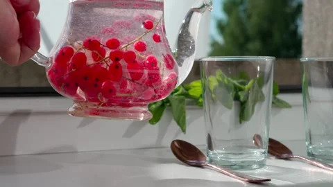 Hot red currant tea Stock Footage 321133395