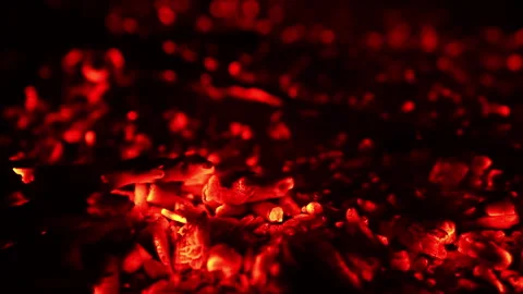 Hot red embers left from the campfire. Stock Footage 252698218