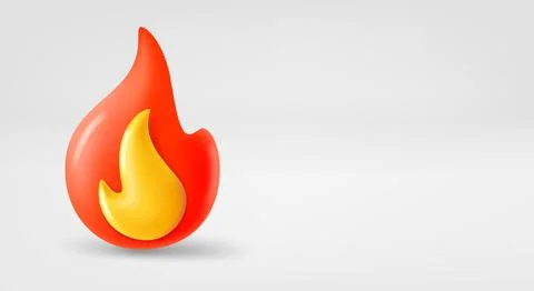 Hot red flame. 3d vector banner with copy space Иллюстрация