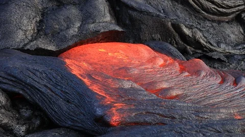 Hot Red Lava Flow Video stock 91055172