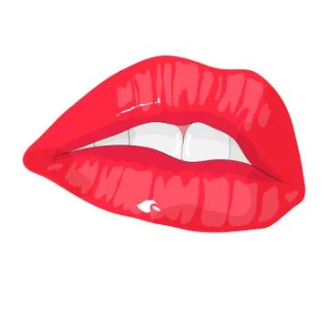 Hot red lips. Vector illustration. Stock Illustration