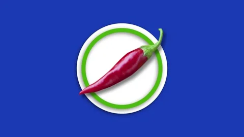Hot red pepper, the appearance of an icon on a blue background. 4K Stock Footage 345501451