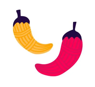 Hot red pepper hanging by thread, concept mexican holiday stuff, five may Stock Illustration