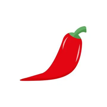 Hot red pepper isolated on white background. Red vegetable, chilli pepper for Stock Illustration