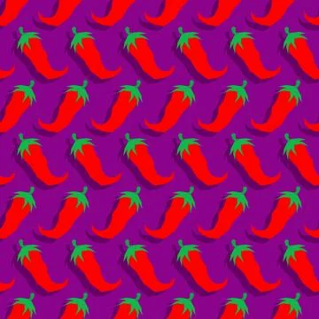 Hot red pepper pattern seamless. Very hot chili pepper background Stock Illustration