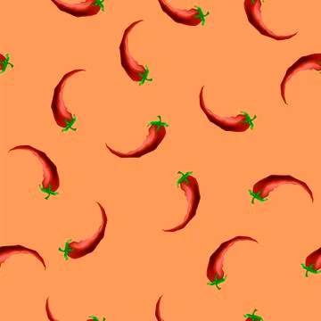 Hot Red Peppers Seamless Pattern Stock Illustration