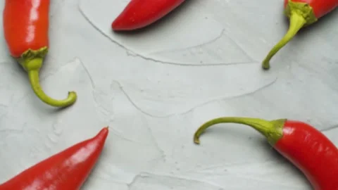 Hot red raw peppers Stock Footage 140361895