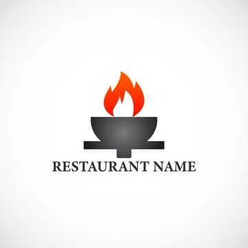 Hot Restaurant Logo Design, Spoon, Vector, EPS Stock Illustration