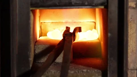 Hot rivets in a gas forge. Stock Footage 137853625