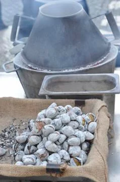 Hot roasted chestnuts. 写真素材