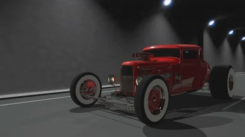 Hot Rod 3D render Stock Footage 114022303