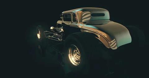 Hot Rod 3D render Illustrazione stock