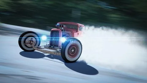 Hot Rod Drift 3D render Stock Illustration