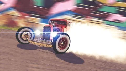 Hot Rod Drift 3D render Illustrazione stock
