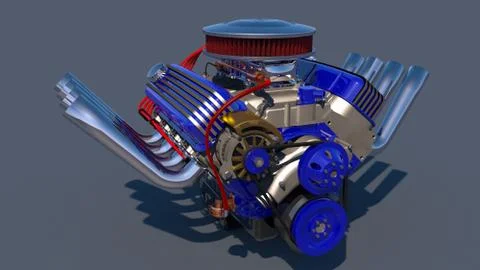 Hot rod engine. 3D render Stock Illustration
