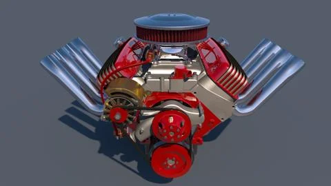Hot rod engine. 3D render Stock Illustration