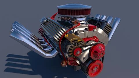 Hot rod engine. 3D render Stock Illustration