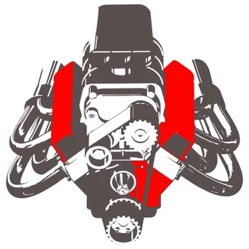 Hot Rod Engine Stock Illustration