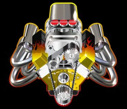 Hot Rod Engine Stock Illustration