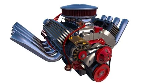 Hot rod engine isolated. 3D render Stock Illustration