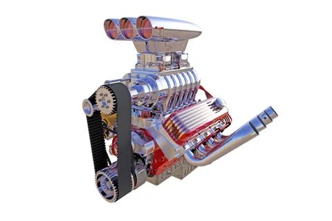 Hot rod engine isolated. 3D render Stock Illustration