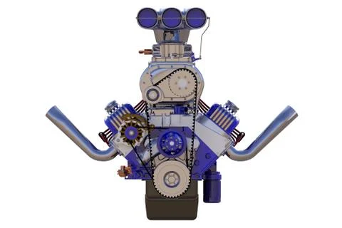 Hot rod engine isolated. 3D render Stock Illustration