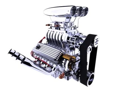 Hot rod engine isolated. 3D render Stock-Illustration