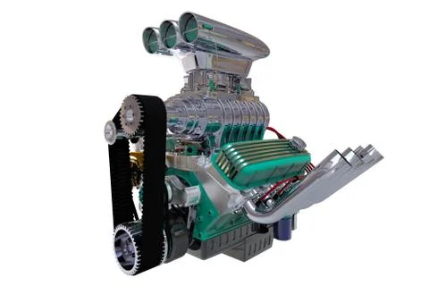 Hot rod engine isolated. 3D render Stock Illustration