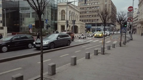 Hot Rod Fun tours in Bucharest with little hot rod cars Stock Footage 127244775