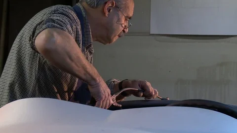 Hot rod metal working Stock Footage 74128688