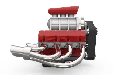 Hot rod V8 Engine 3D render Stock-Illustration