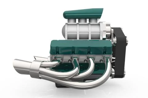 Hot rod V8 Engine 3D render Stock Illustration