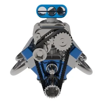 Hot rod V8 Engine 3D render 库存插图