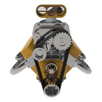 Hot rod V8 Engine 3D render Stock Illustration