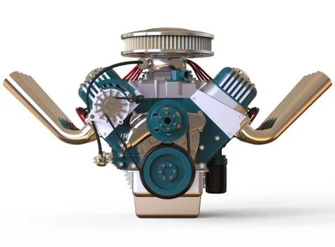 Hot rod V8 Engine 3D render Stock Illustration