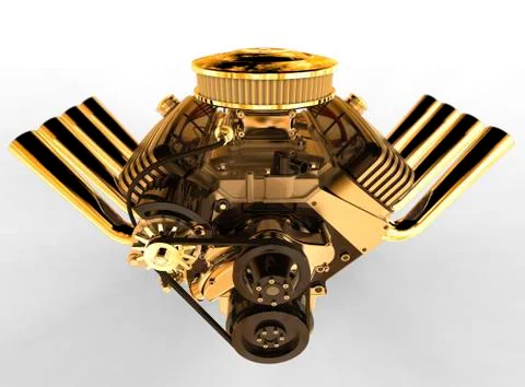 Hot rod V8 Engine 3D render Stock Illustration