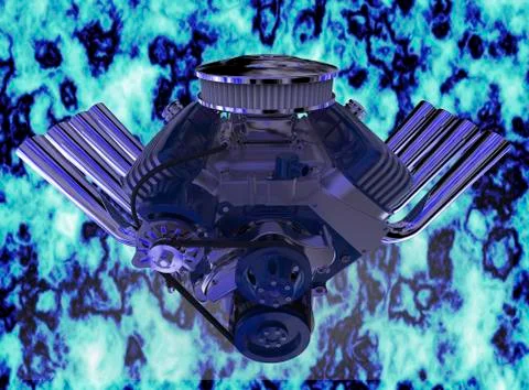 Hot rod V8 Engine 3D render Stock Illustration