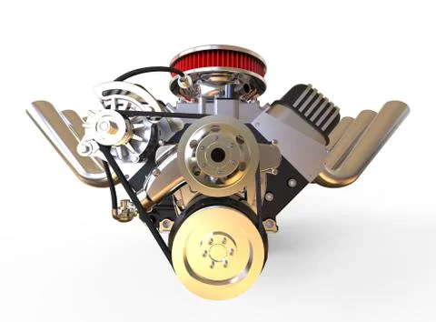 Hot rod V8 Engine 3D render Stock Illustration
