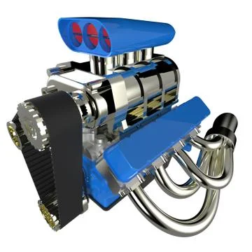 Hot rod V8 Engine Stock Illustration