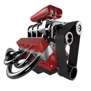 Hot rod V8 Engine Stock Illustration