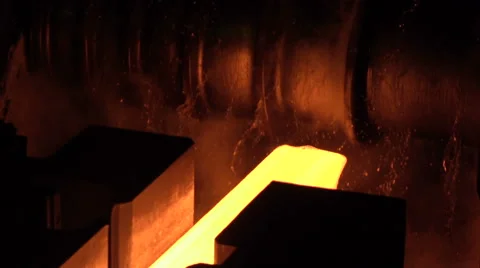 Hot rolled a hot billet  Stock Footage 61713312